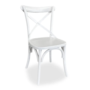 CROSS BACK DINING CHAIR TIMBER SEAT WHITE