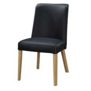 MAYA DINING CHAIR NATURAL LEG LEATHER 500 BLACK